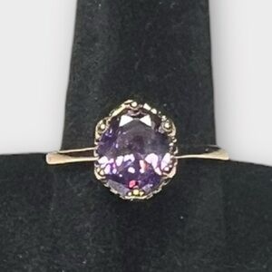 18k Rose Gold Plated Ring with Purple Stone